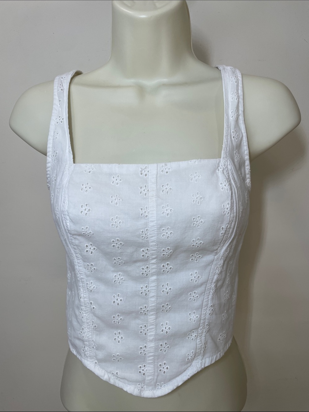 Hollister White Eyelet Square-Neck Camisole
